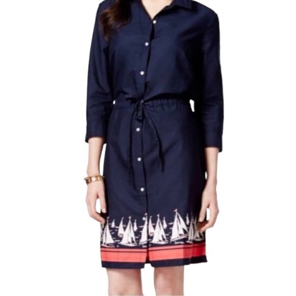 Tommy Hilfiger Red White Blue Sailboat Nautical Dress in Size Small - Picture 1 of 6